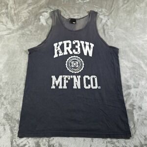 Vintage Krew Tank Top Mens Medium Black Skater MFN Co Y2K Faded